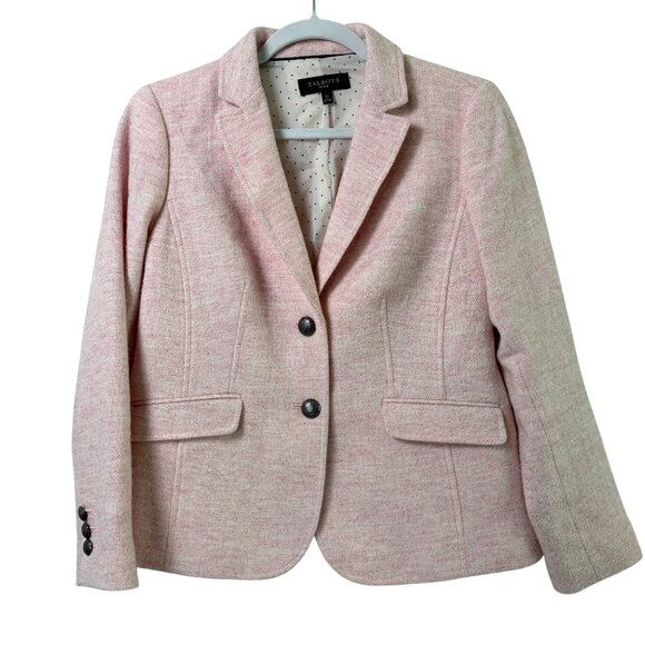 Talbots Jackets & Blazers - Talbots Blazer Jacket Petite 6 6P Pink Wool Blend Long Sleeve Two Button Office